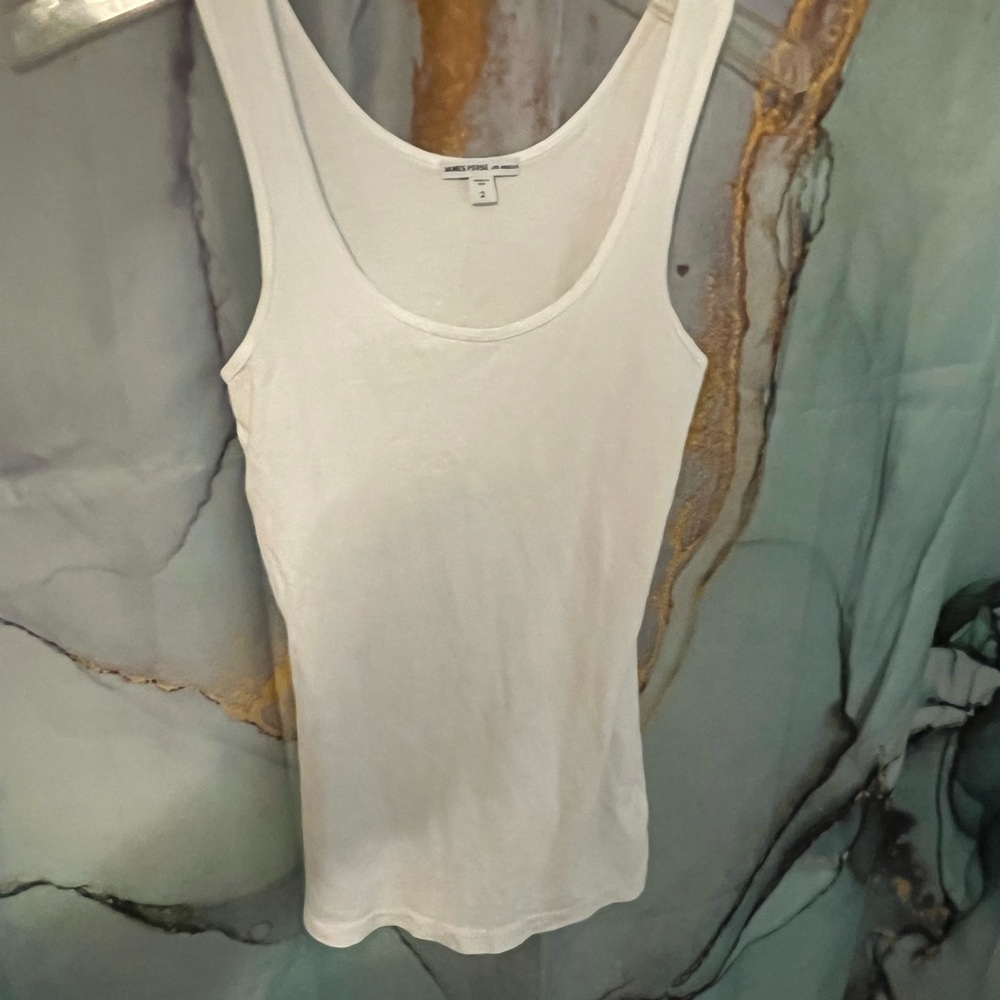James Perse White Scoop Neck Tank Top